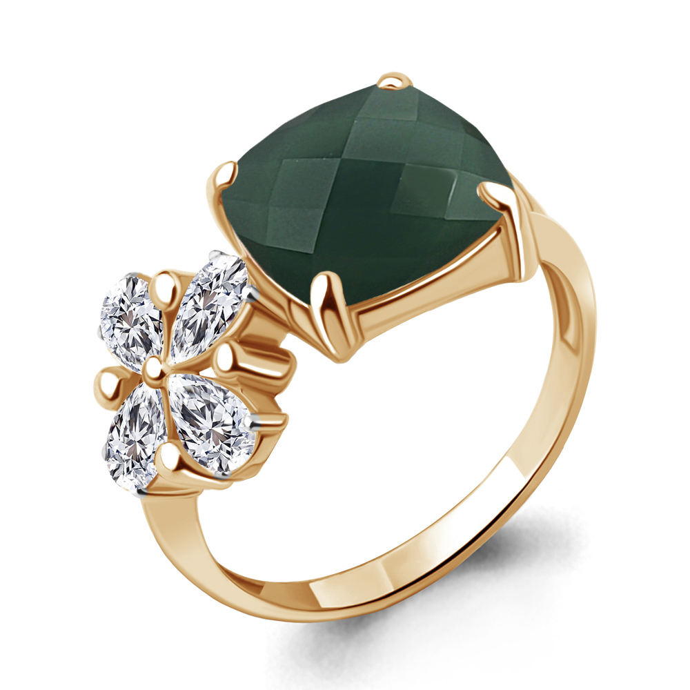 

Кольцо из серебра с агатом/фианитом р. Aquamarine 6955909, 6955909_925_з