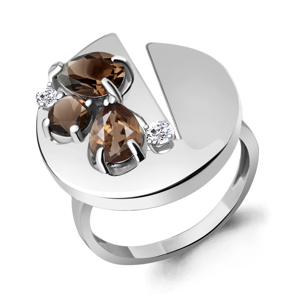 

Кольцо из серебра с кварцем/фианитом р. Aquamarine 6953601А, 6953601А_925_р