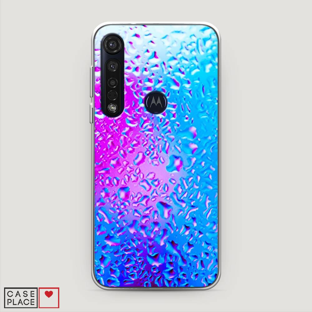 

Чехол на Motorola Moto G8 Plus "Капли на стекле", Голубой;розовый, 241450-3