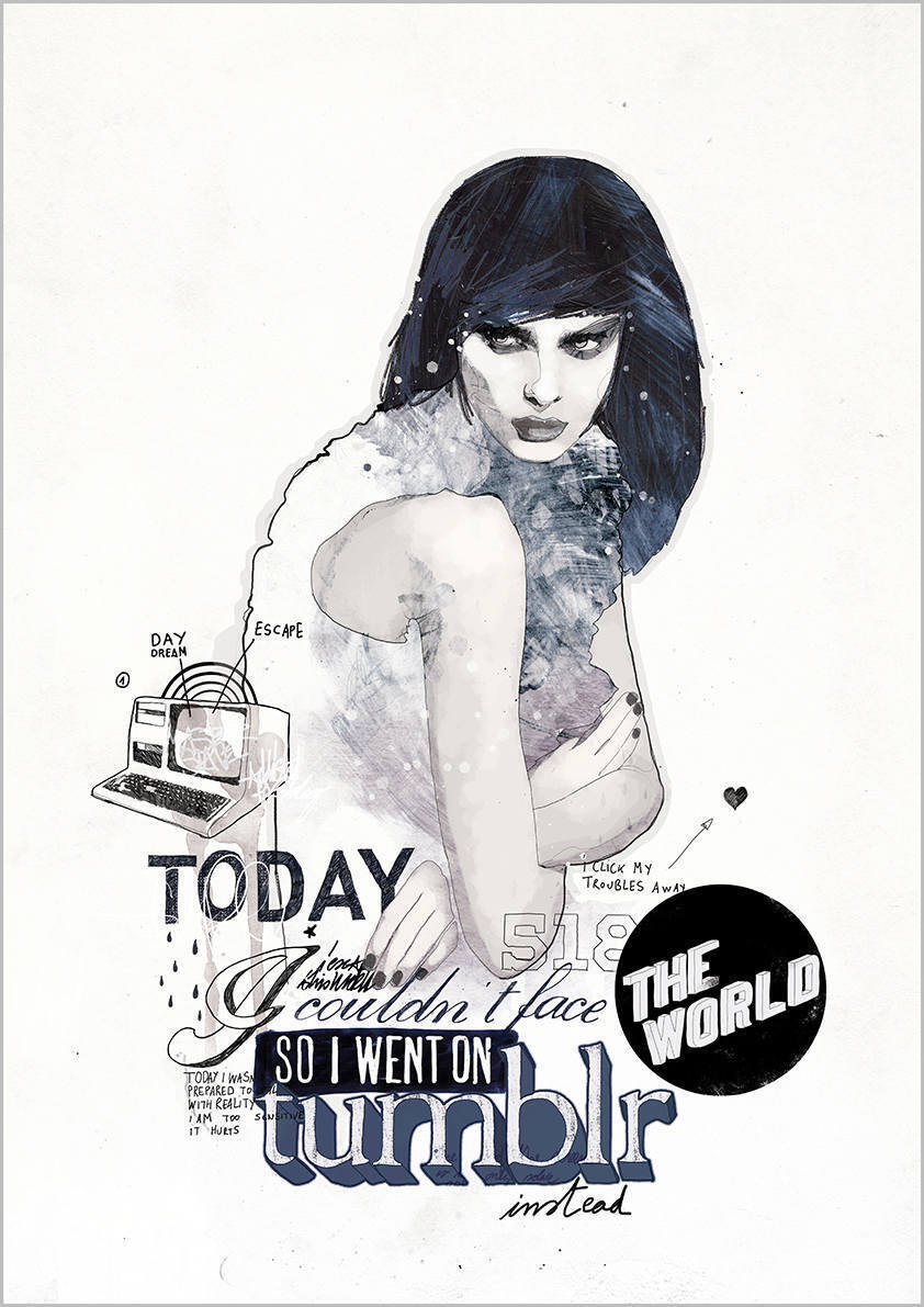 

Большой постер на стену I Could Not Face The World Today 40х50 см без рамы, MDPTODAY