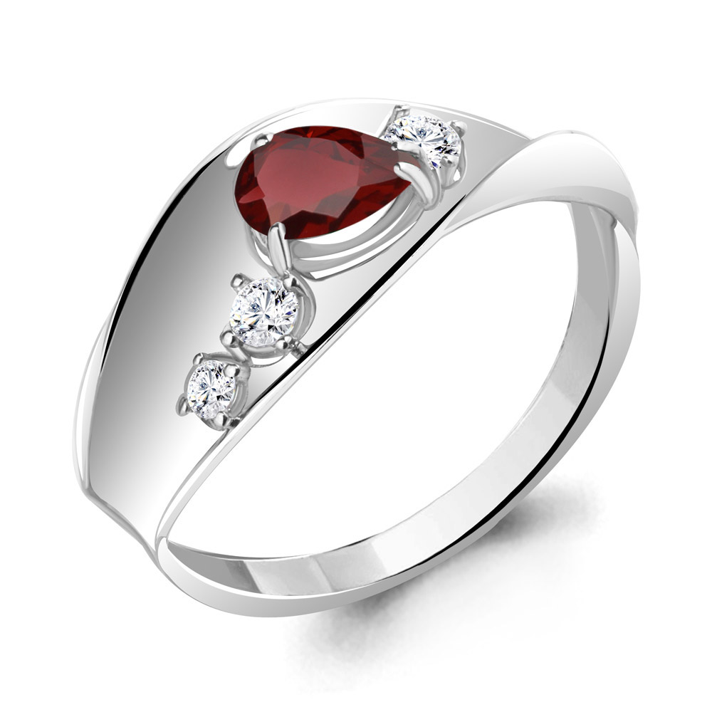 

Кольцо из серебра с гранатом/фианитом р. Aquamarine 6953403А, 6953403А_925_р