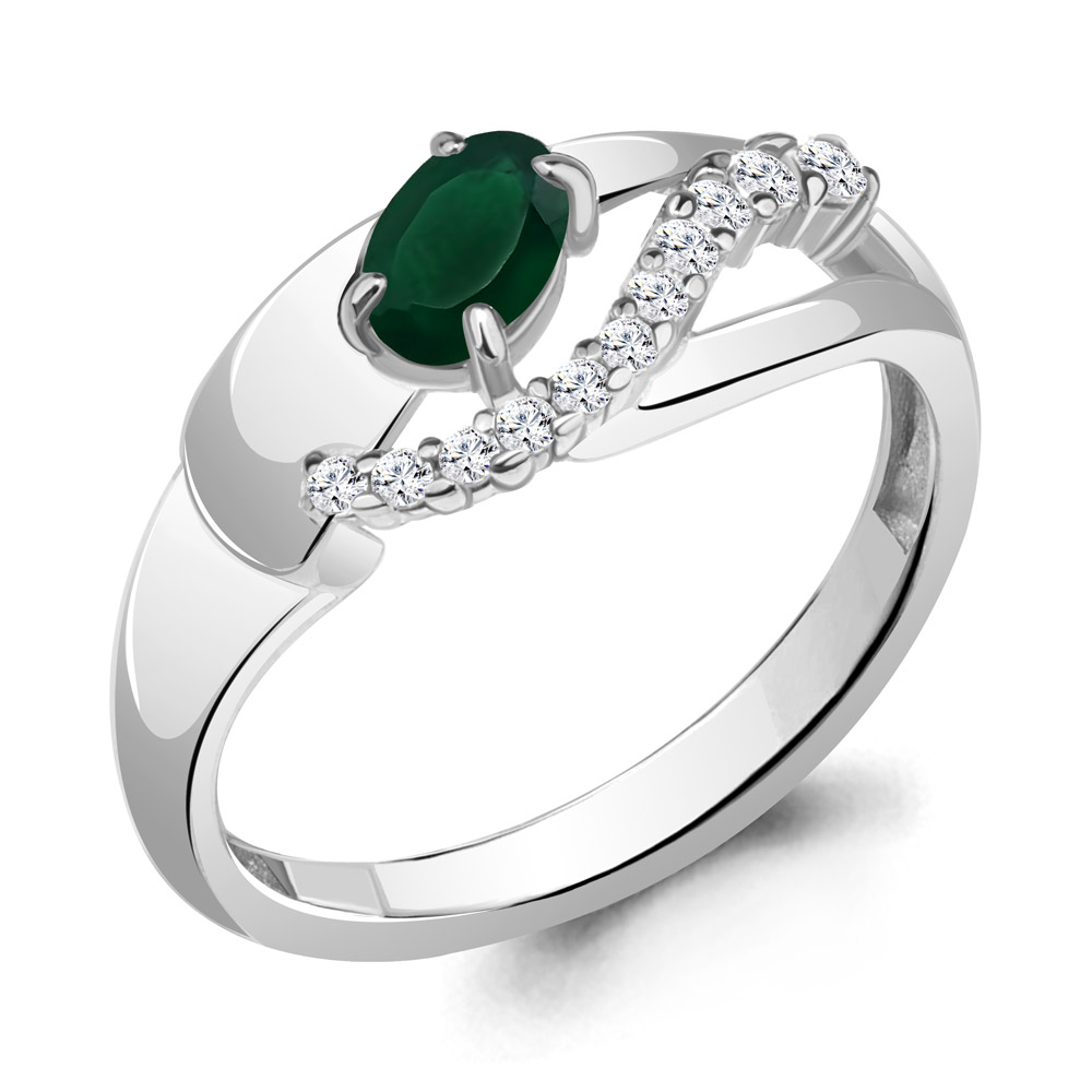 

Кольцо из серебра с агатом/фианитом р. Aquamarine 6967309А, 6967309А_925_р