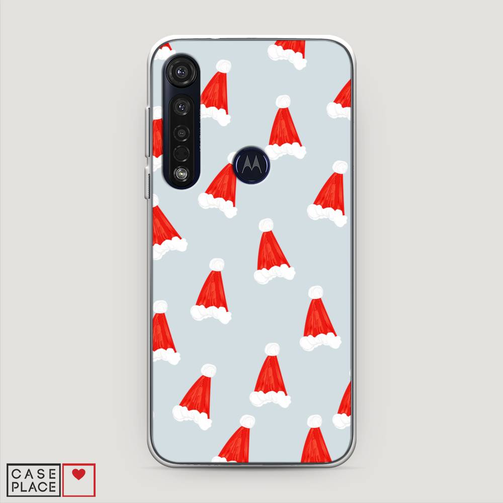 

Чехол на Motorola Moto G8 Plus "Новогодние шапочки", Белый;красный;серый, 241450-5