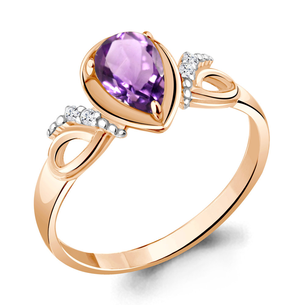 

Кольцо из серебра с аметистом/фианитом р. Aquamarine 6951804А, 6951804А_925_з