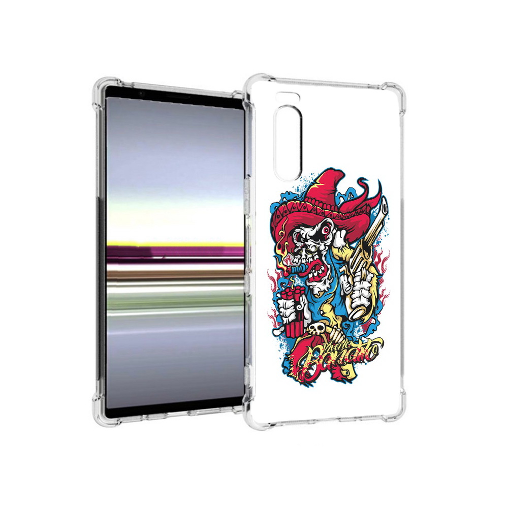 

Чехол MyPads Tocco для Sony Xperia 5 нарисованный скелет с писталетом (PT139963.234.513), Прозрачный, Tocco