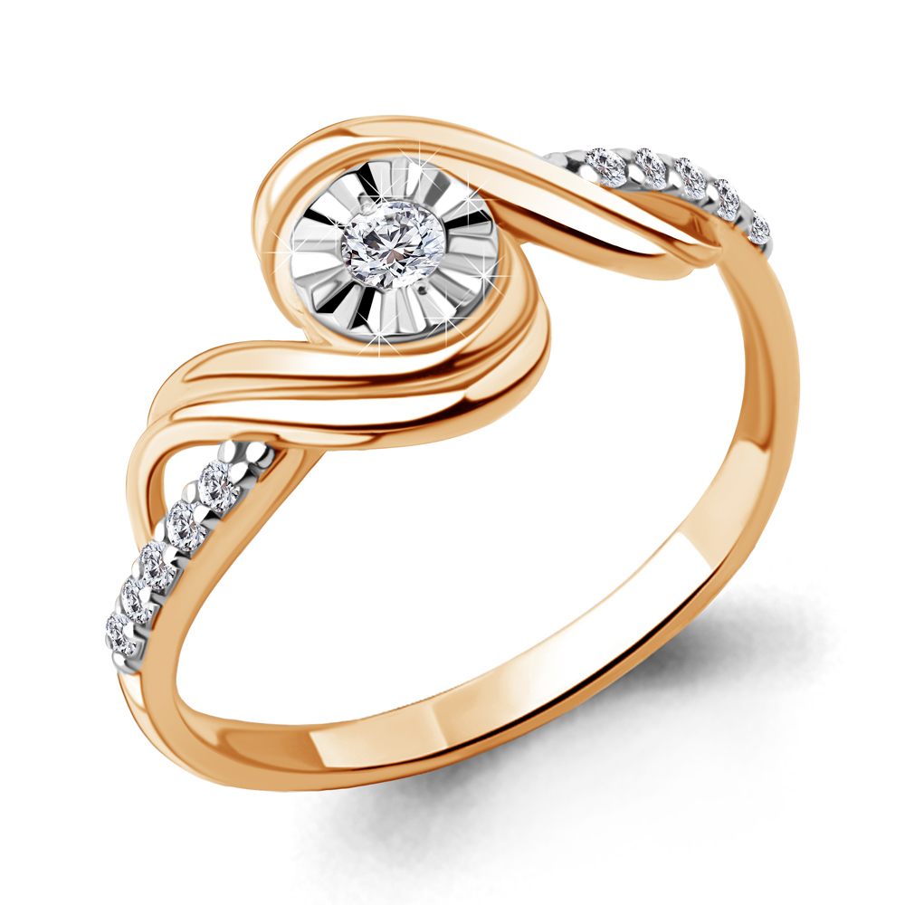 

Кольцо из красного золота с фианитом р. Aquamarine 67360А, 67360А_585_кз
