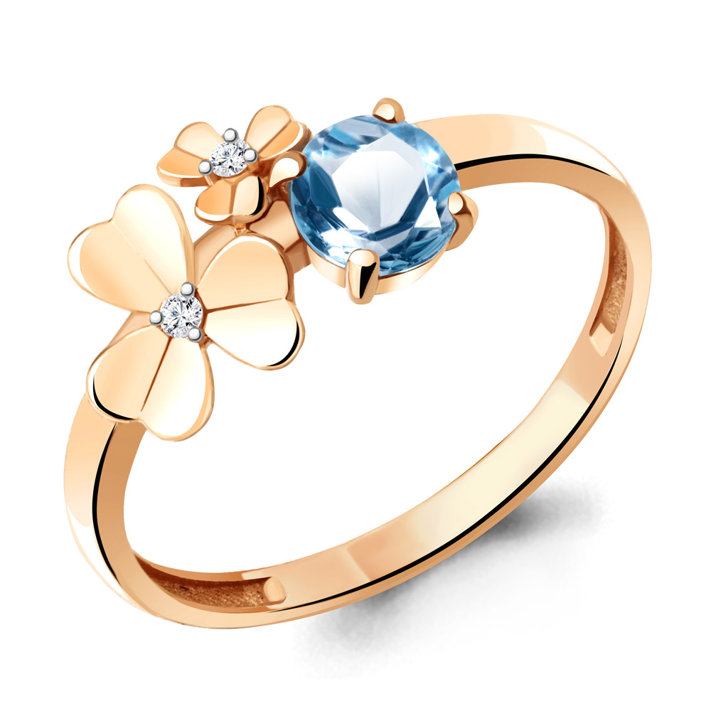 

Кольцо из серебра с топазом/фианитом р., Aquamarine 6956105А, 6956105А_925_з