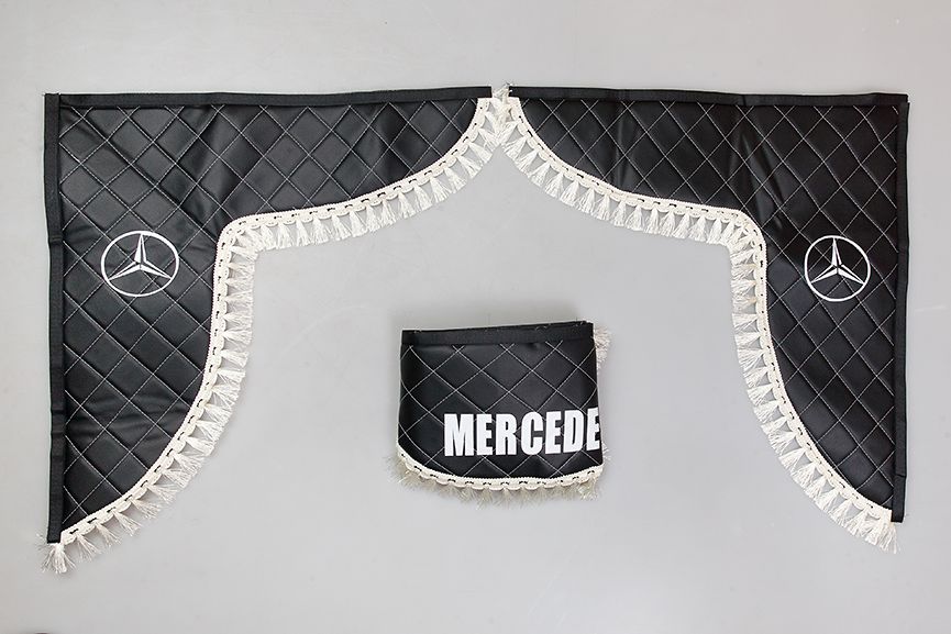 

Ламбрекен MERCEDES эко-кожа (Черный с белым)лобового стекла и угол, Белый;черный
