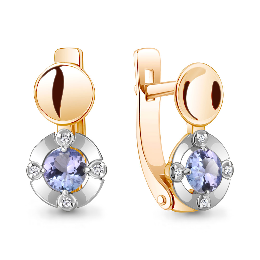 

Серьги из красного золота с бриллиантом/танзанитом Aquamarine 942895к, 942895к_585_кз