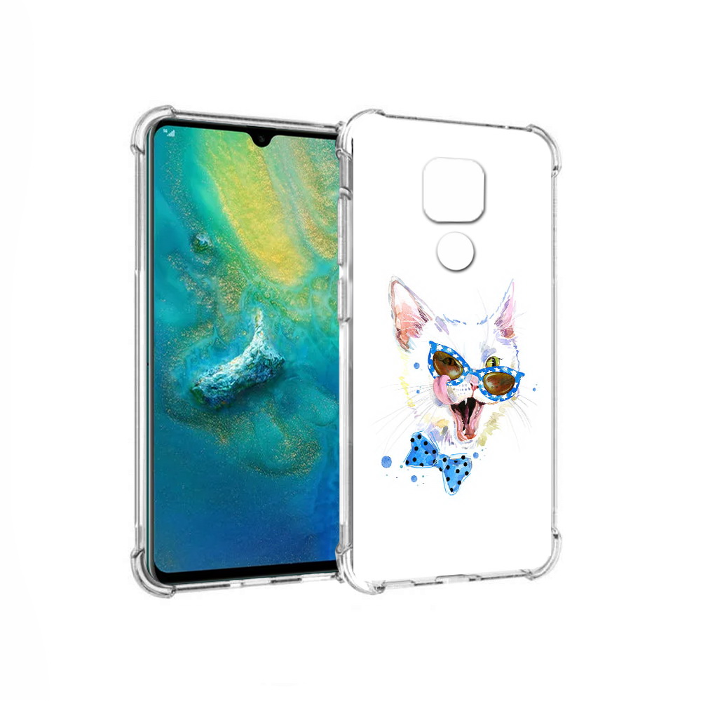 

Чехол MyPads Tocco для Huawei Mate 20x белый кот (PT124578.30.229), Прозрачный, Tocco