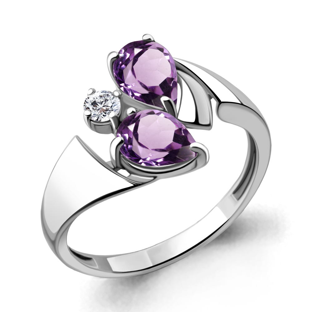 

Кольцо из серебра с аметистом/фианитом р. Aquamarine 6936604А, 6936604А_925_р