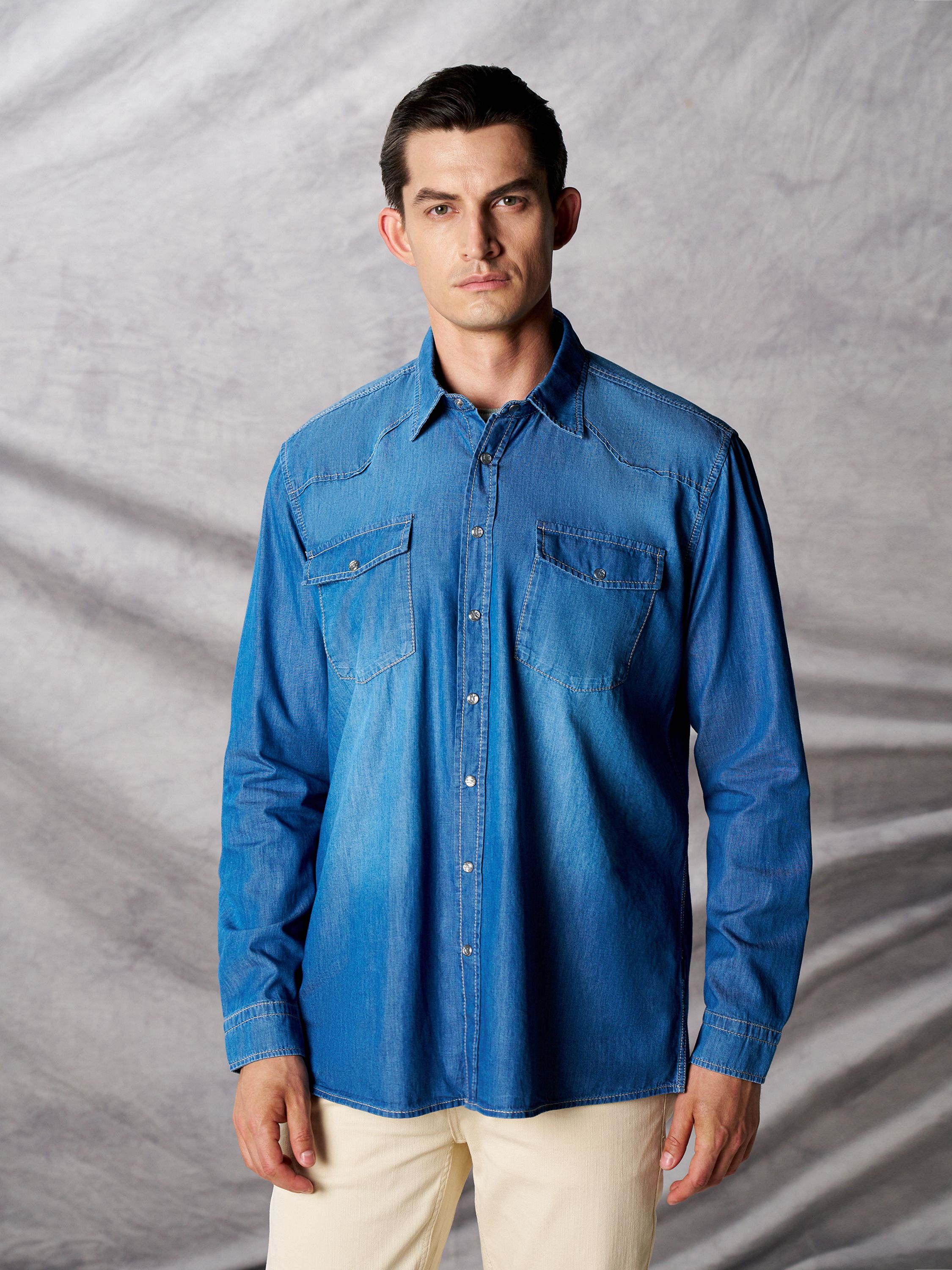

Рубашка мужская Cacharel G051SZ0770NABIL синяя XL, Синий, G051SZ0770NABIL