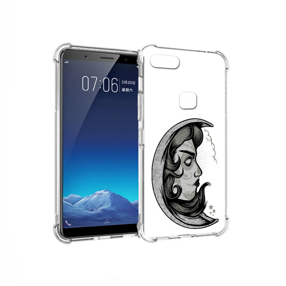 

Чехол MyPads Tocco для Vivo X20 черно белая луна с лицом (PT108350.433.680), Прозрачный, Tocco