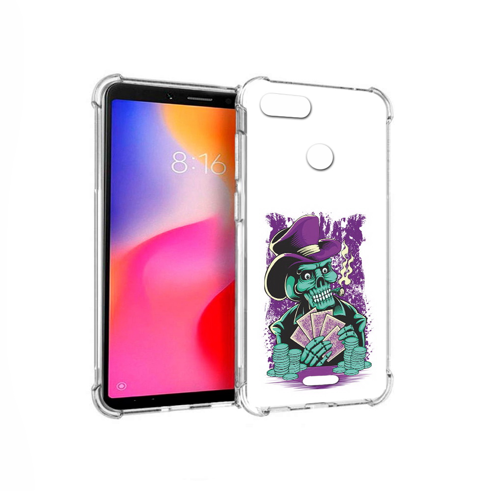 

Чехол MyPads Tocco для Xiaomi Redmi 6 зеленый череп с картами (PT113762.304.361), Прозрачный, Tocco