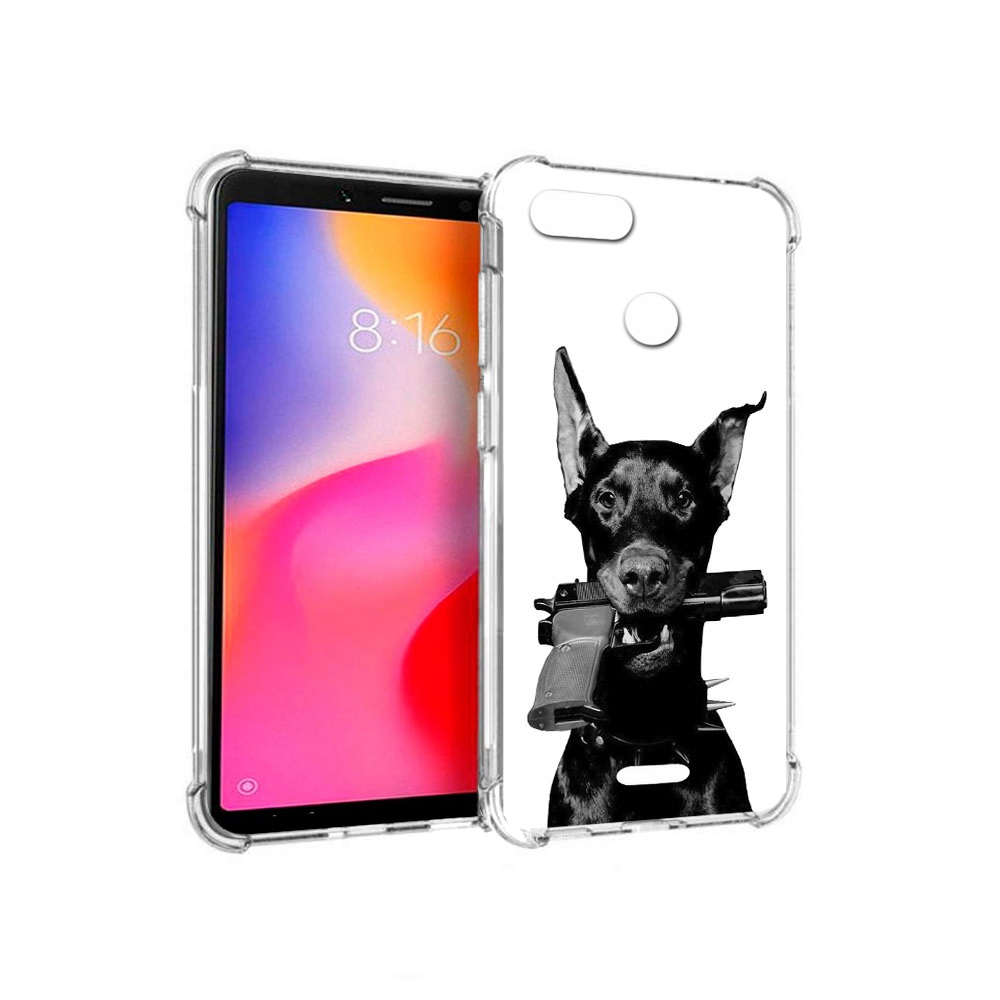 

Чехол MyPads Tocco для Xiaomi Redmi 6 доберман с пистолетом (PT113762.304.331), Прозрачный, Tocco