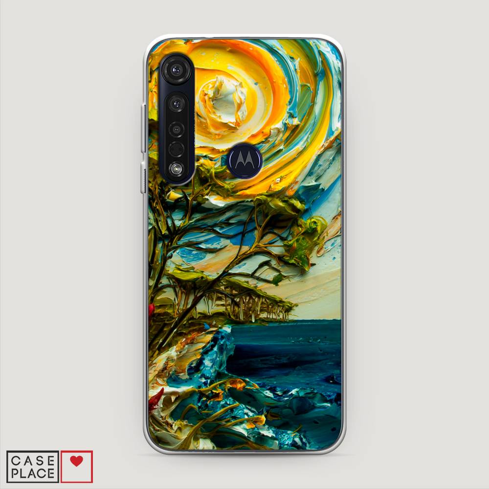 

Чехол на Motorola Moto G8 Plus "Солнце живопись", Желтый;синий, 241450-4