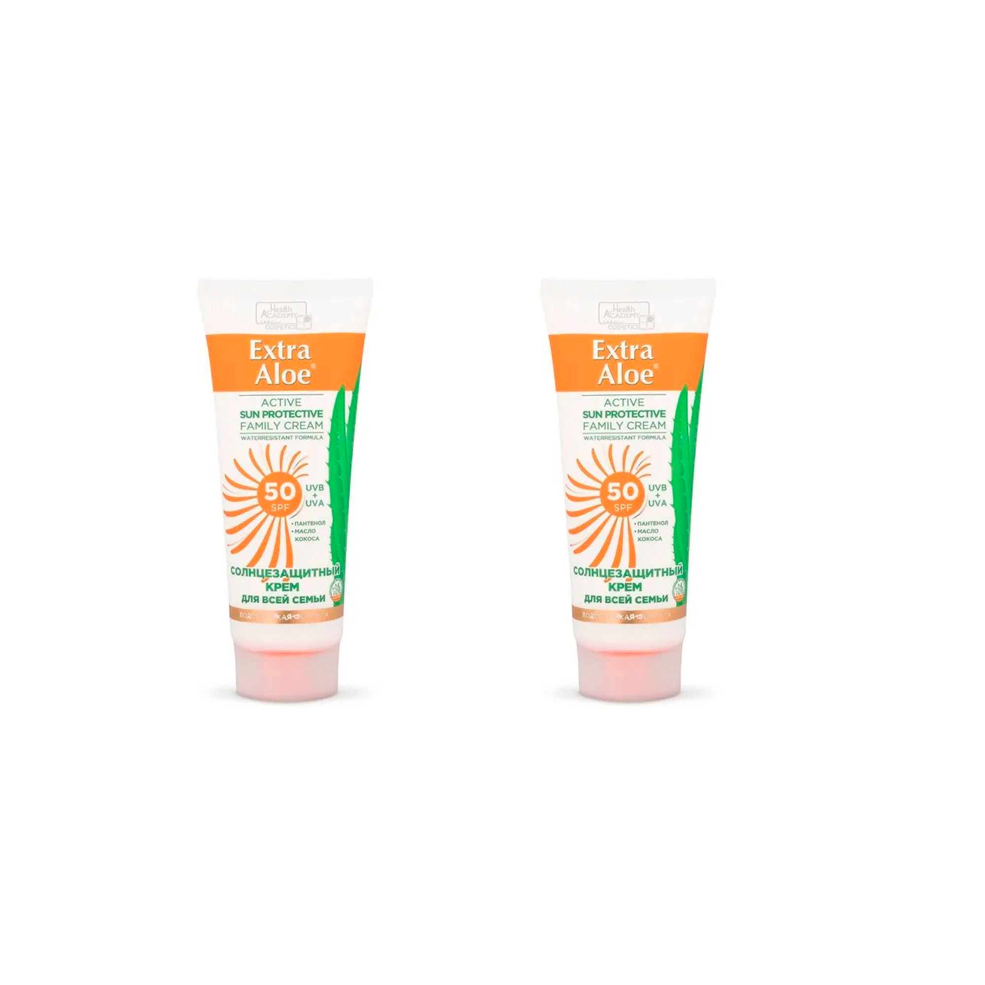 

Крем солнцезащитный Family Cosmetics Extra Aloe для всей семьи SPF 50 100 мл2шт, Extra Aloe для всей семьи SPF 50+