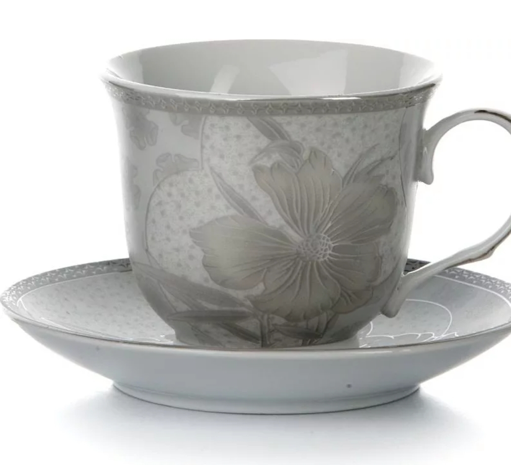 

Чайная пара "Цветок" 220 мл., цвет серый, Tea221bb