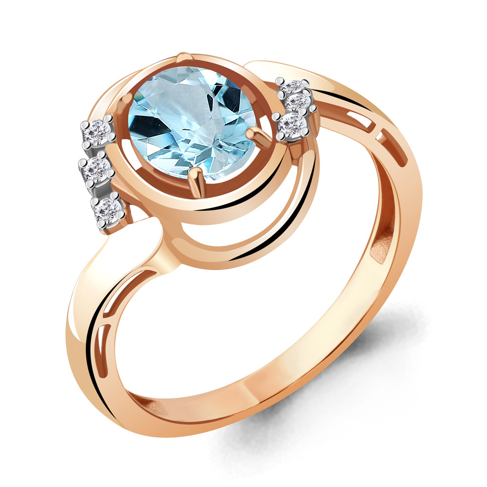 

Кольцо из серебра с топазом/фианитом р., Aquamarine 6931902А, 6931902А_925_з