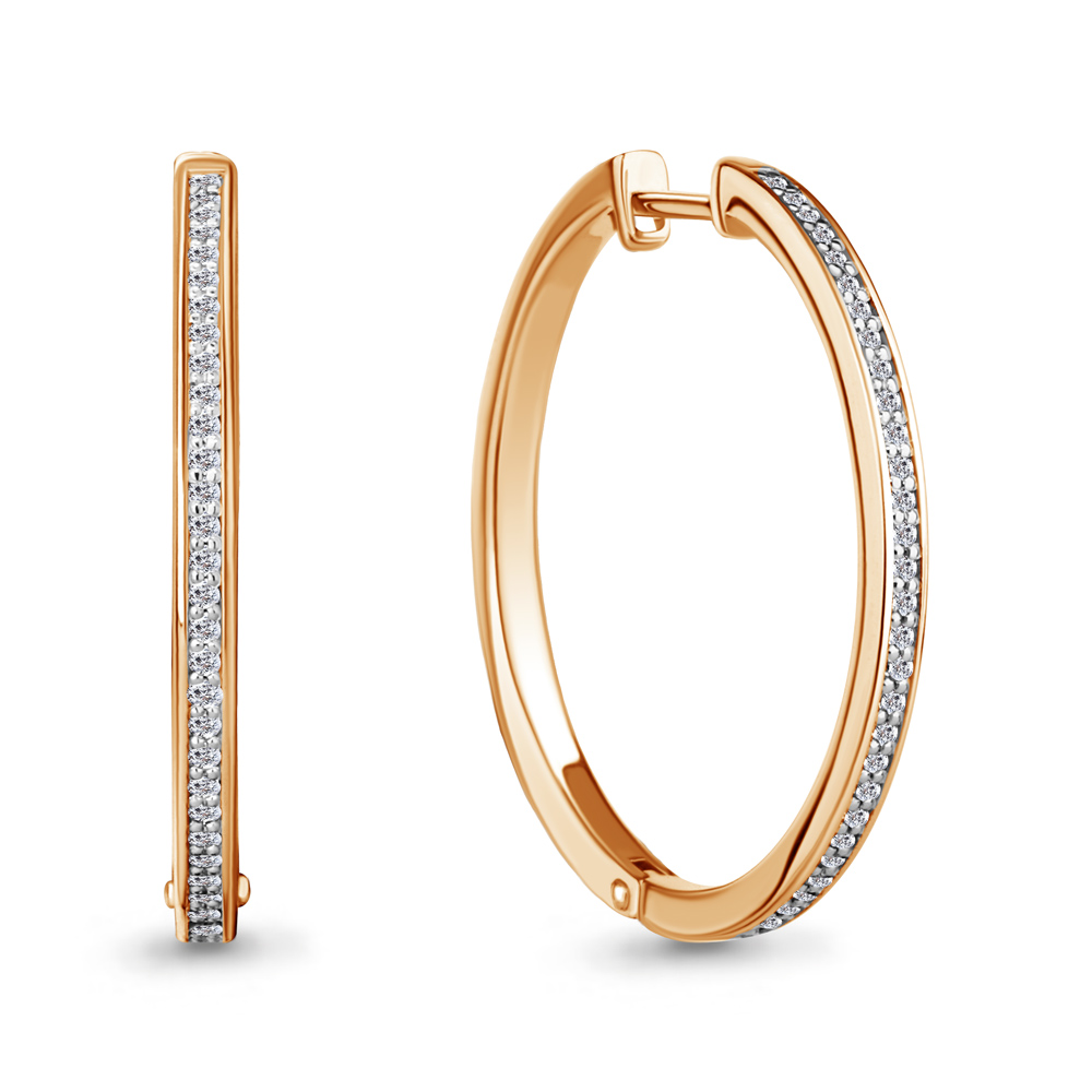 

Серьги конго из красного золота с бриллиантом Aquamarine 942792к, 942792к_585_кз