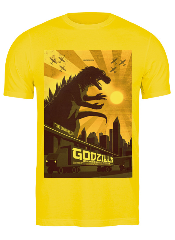 

Футболка мужская Printio Godzilla yellow желтая XL, Желтый, Godzilla yellow