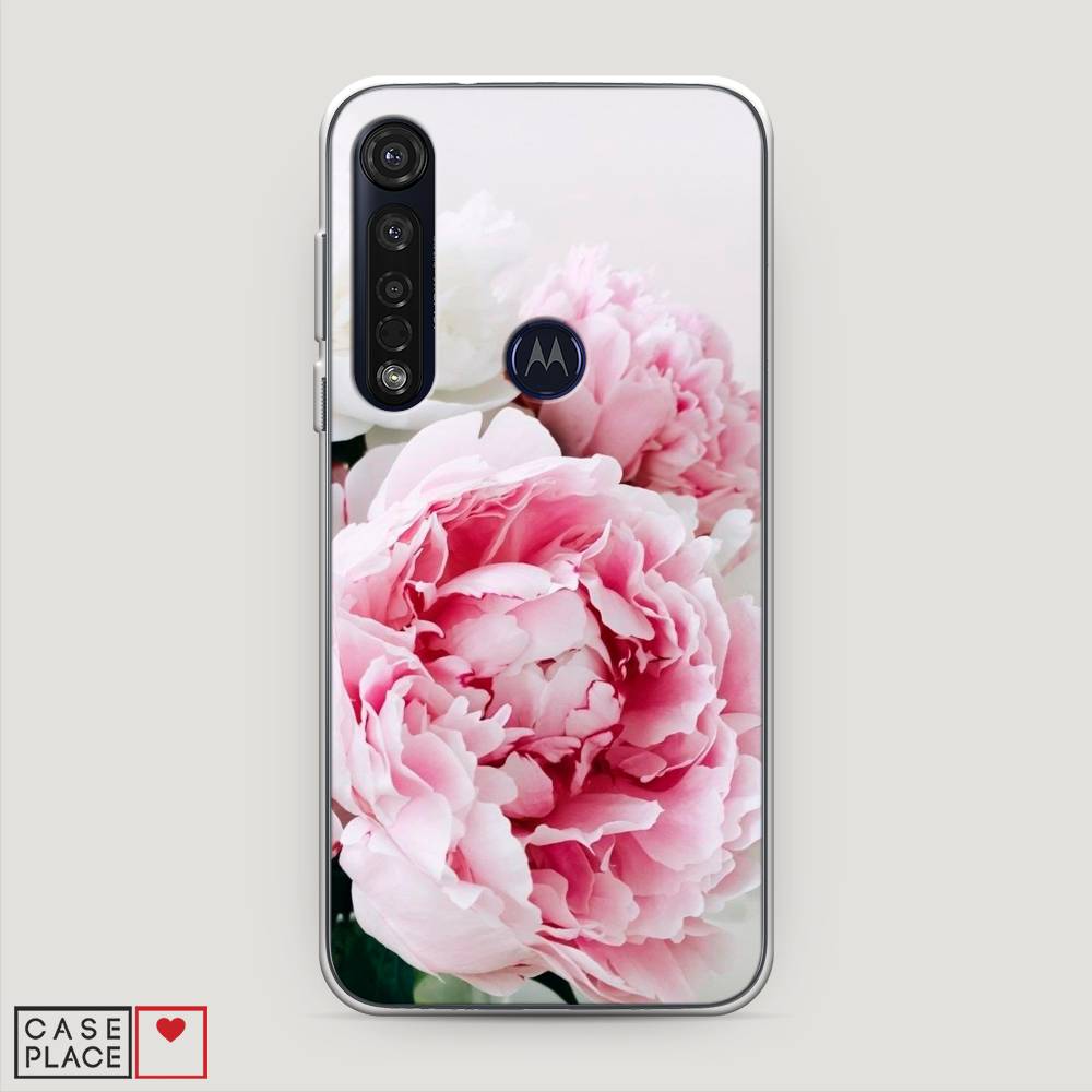 

Чехол на Motorola Moto G8 Plus "Розовые и белые пионы", Розовый;белый, 241450-2