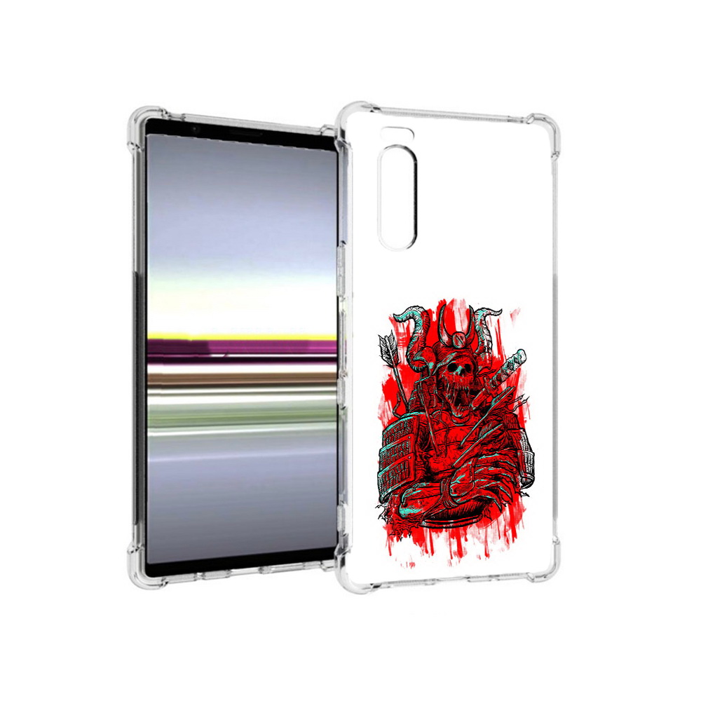 

Чехол MyPads Tocco для Sony Xperia 5 красный скелет воин (PT139963.234.413), Прозрачный, Tocco
