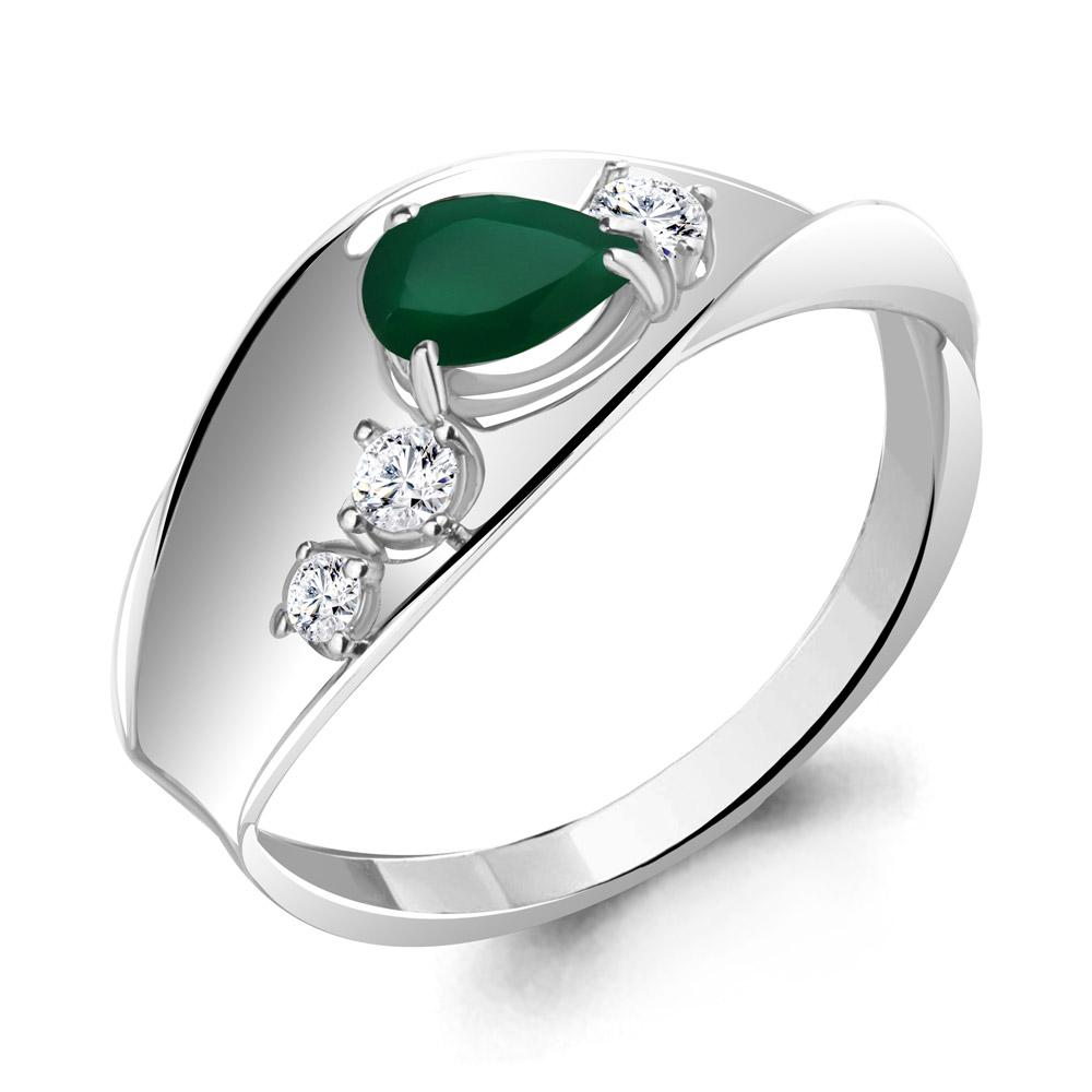 

Кольцо из серебра с агатом/фианитом р., Aquamarine 6953409А, 6953409А_925_р