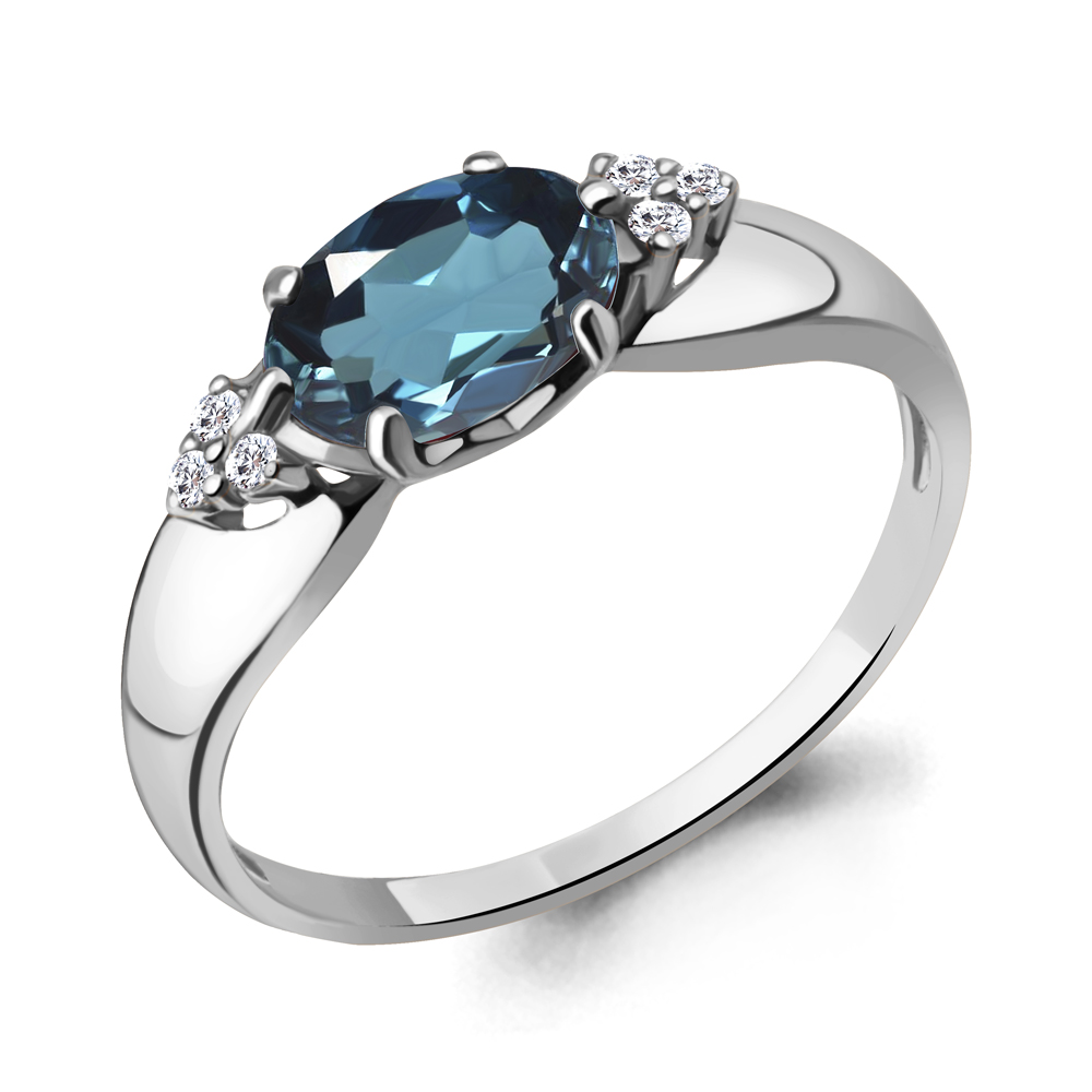 

Кольцо из серебра с топазом/фианитом р., Aquamarine 6914708А, 6914708А_925_р