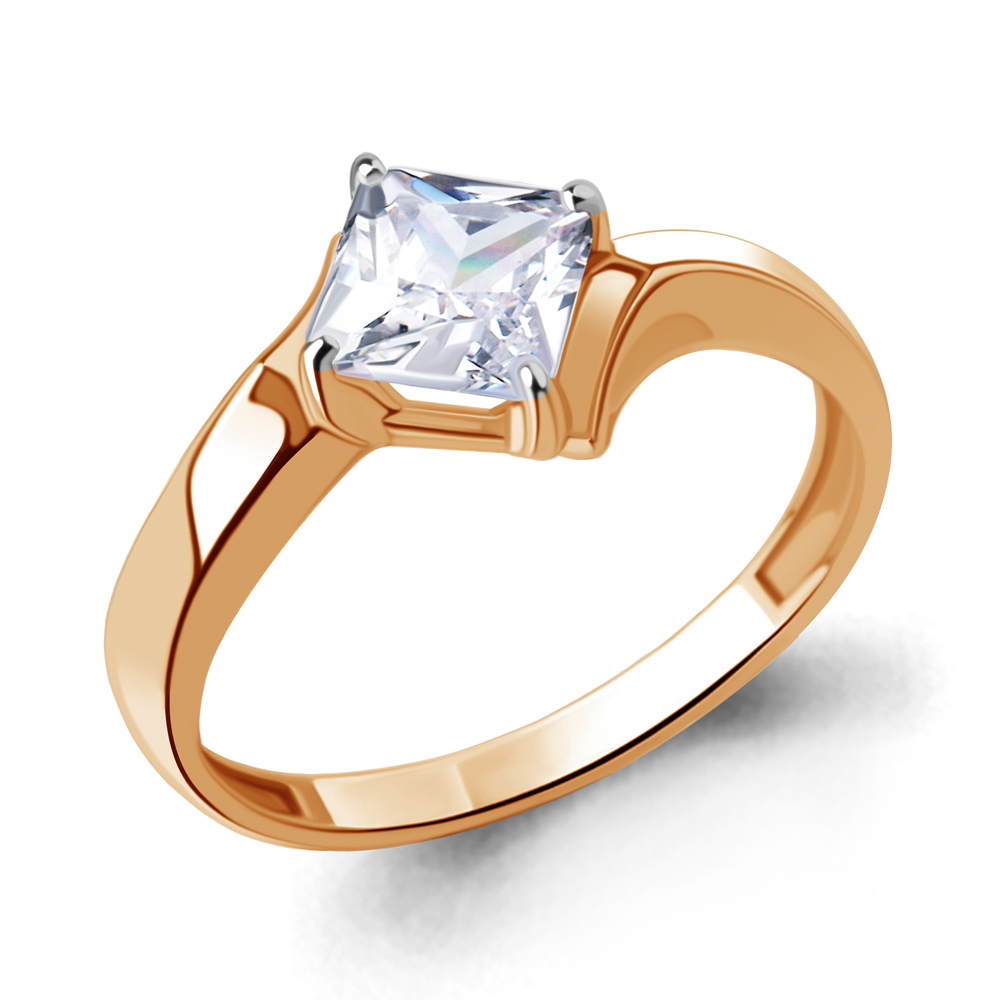 

Кольцо помолвочное из красного золота с фианитом р. Aquamarine 664771, 664771_585_кз