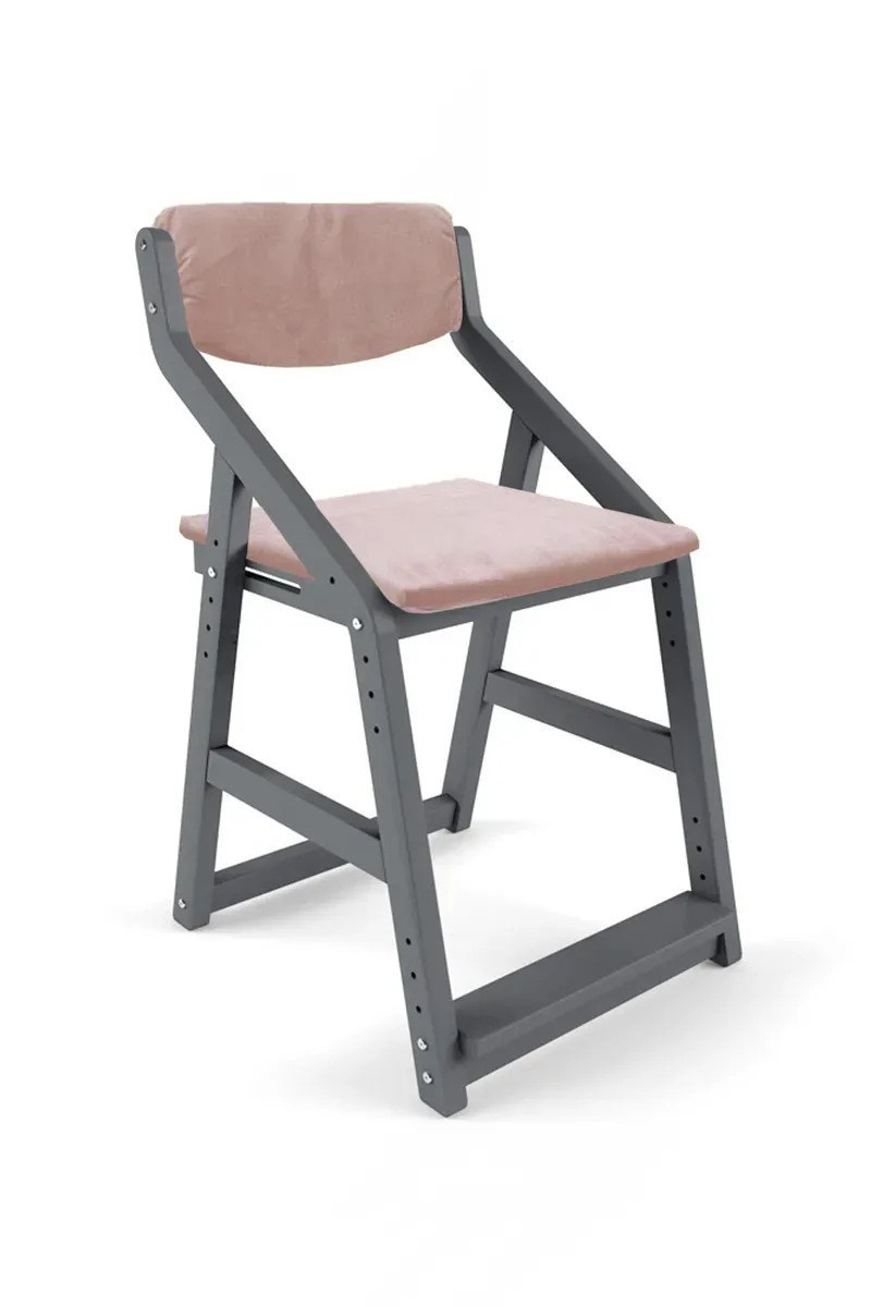 Растущий стул 38 Попугаев Робин Wood с подушками серый/розовый 91425
