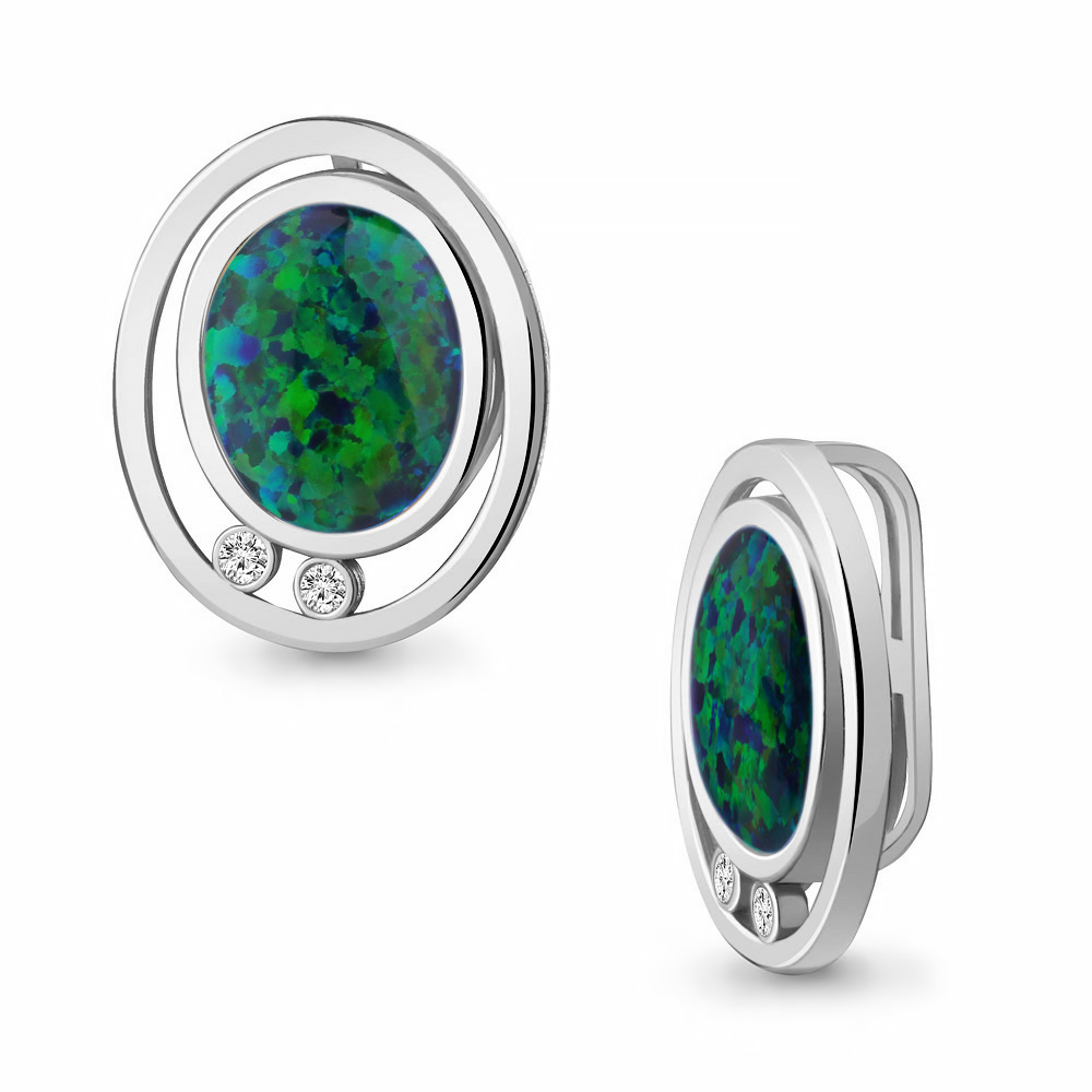 

Кулон из серебра с опалом искусственным/фианитом Aquamarine 2530096А, 2530096А_925_р