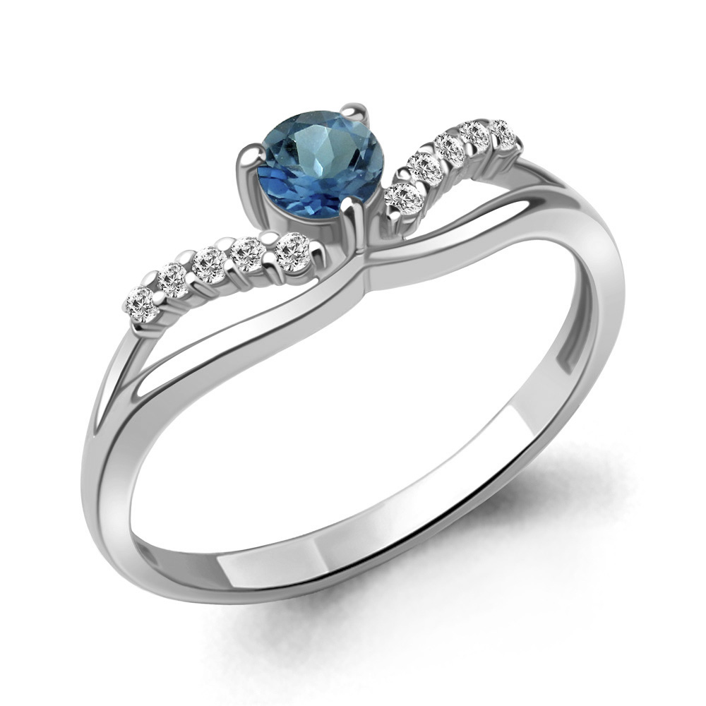 

Кольцо из серебра с топазом/фианитом р., Aquamarine 6968508А, 6968508А_925_р