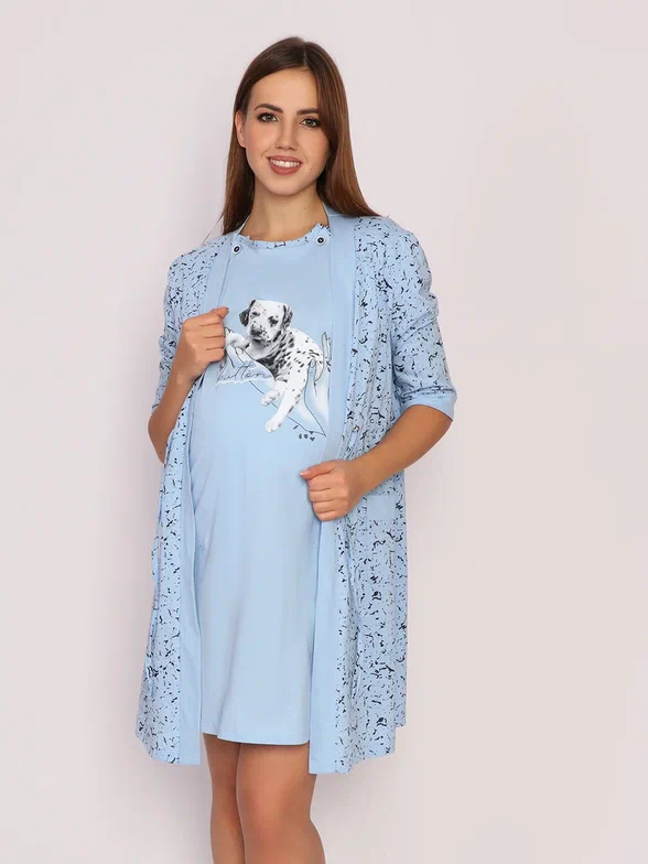 Комплект домашний для беременных женский Fashion Margo КЖ0237 голубой 56 RU