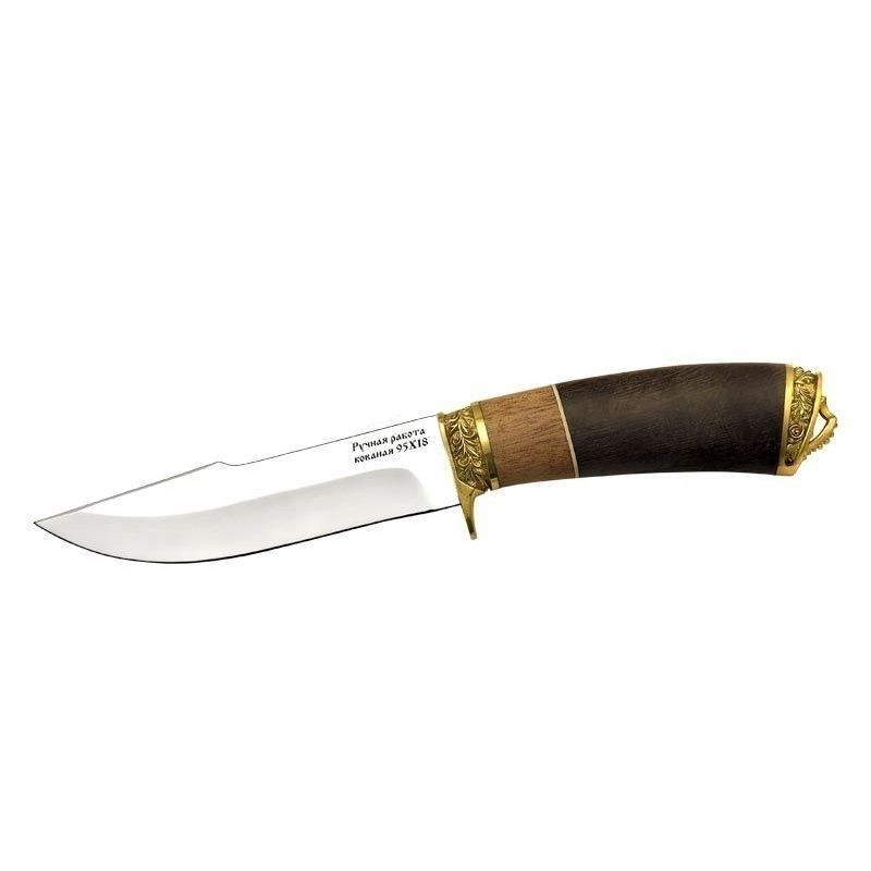 фото Туристический нож фрегат, сталь 95х18, рукоять орех, граб, латунь витязь