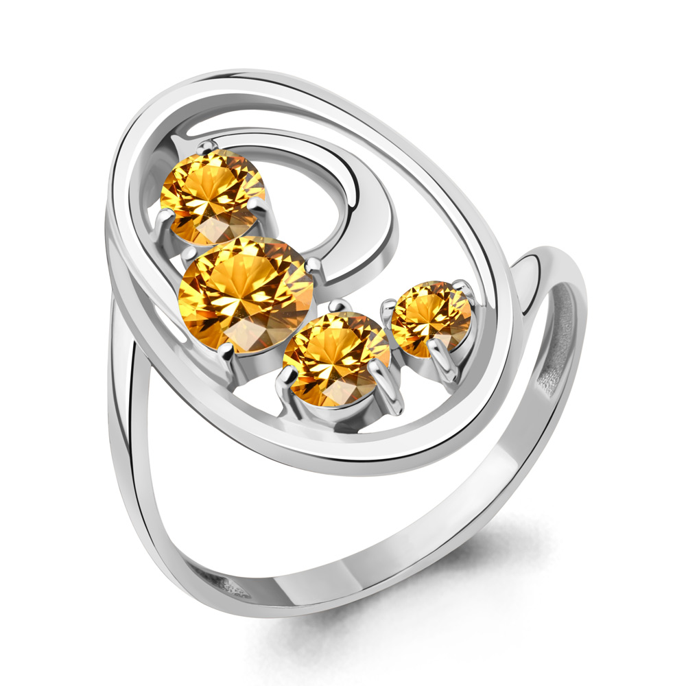 

Кольцо из серебра с цитрином р. Aquamarine 6970106, 6970106_925_р