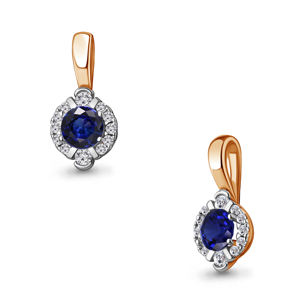 

Кулон из серебра с сапфиром искусственным/фианитом Aquamarine 24495АБ, 24495АБ_925_з