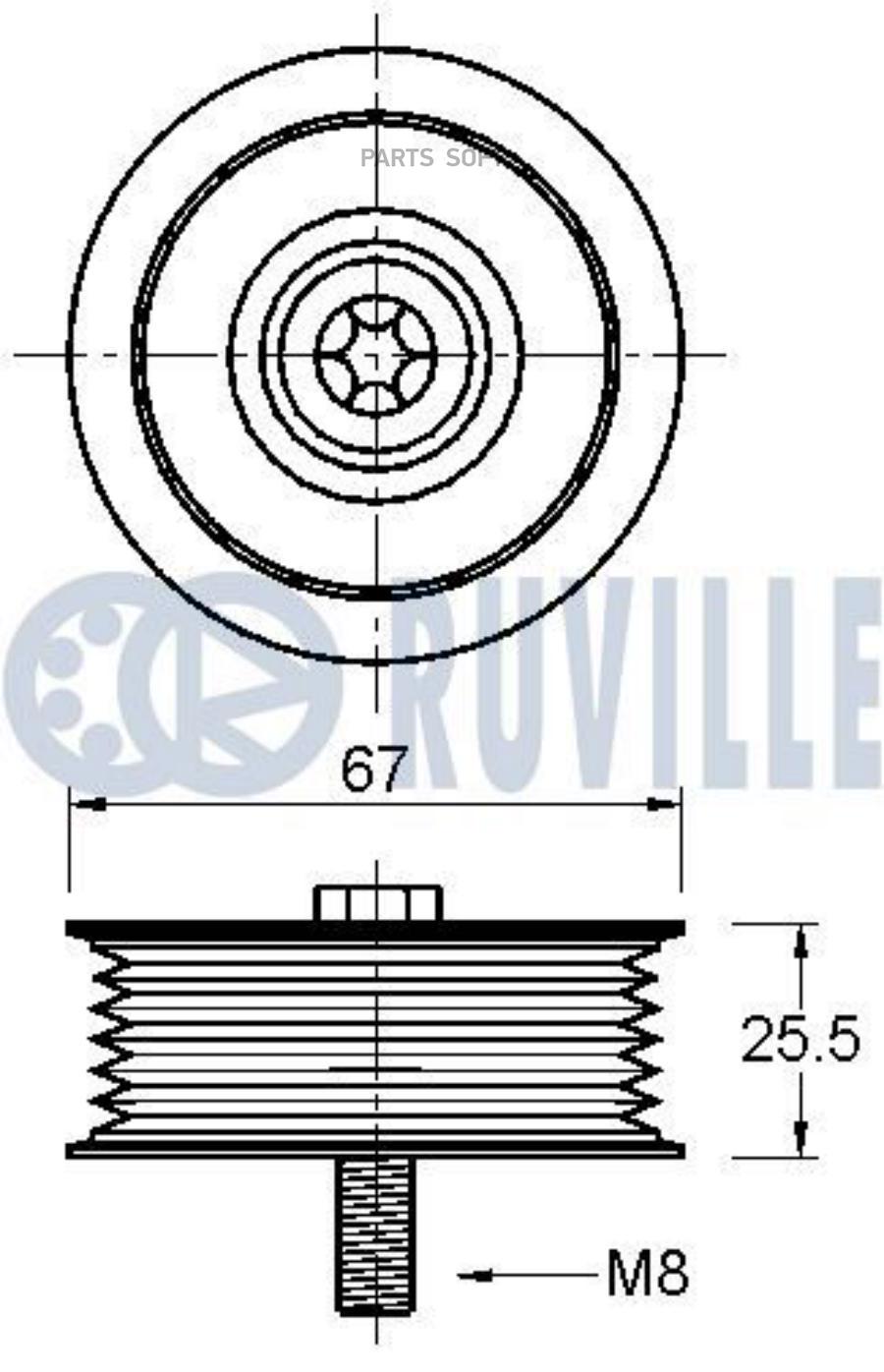 

Ролик Руч.Ремня Mercedes W203,204,211,212,Sprinter 05= 1Шт Ruville 542203