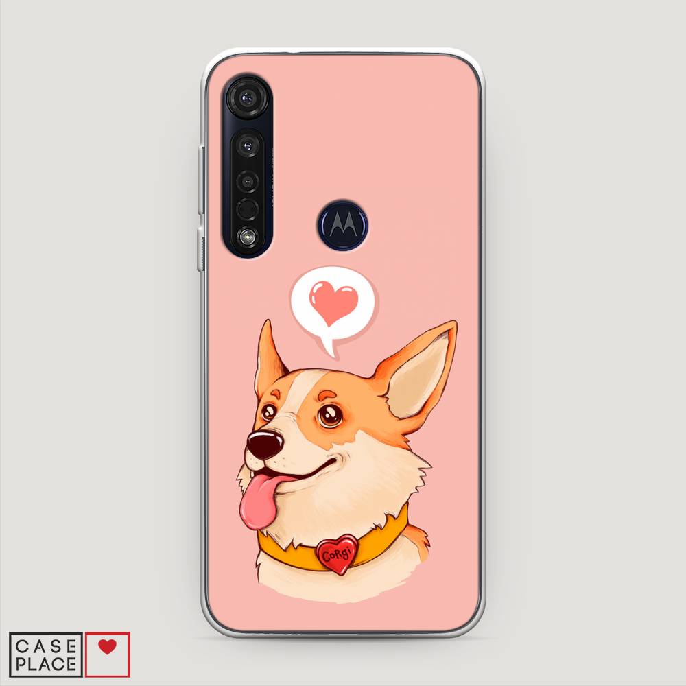 

Чехол на Motorola Moto G8 Plus "Корги язык", Розовый;коричневый, 241450-1