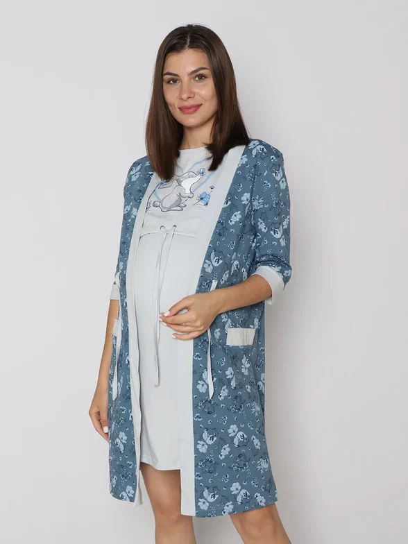 Комплект домашний для беременных женский Fashion Margo КЖ0204 серый 56 RU