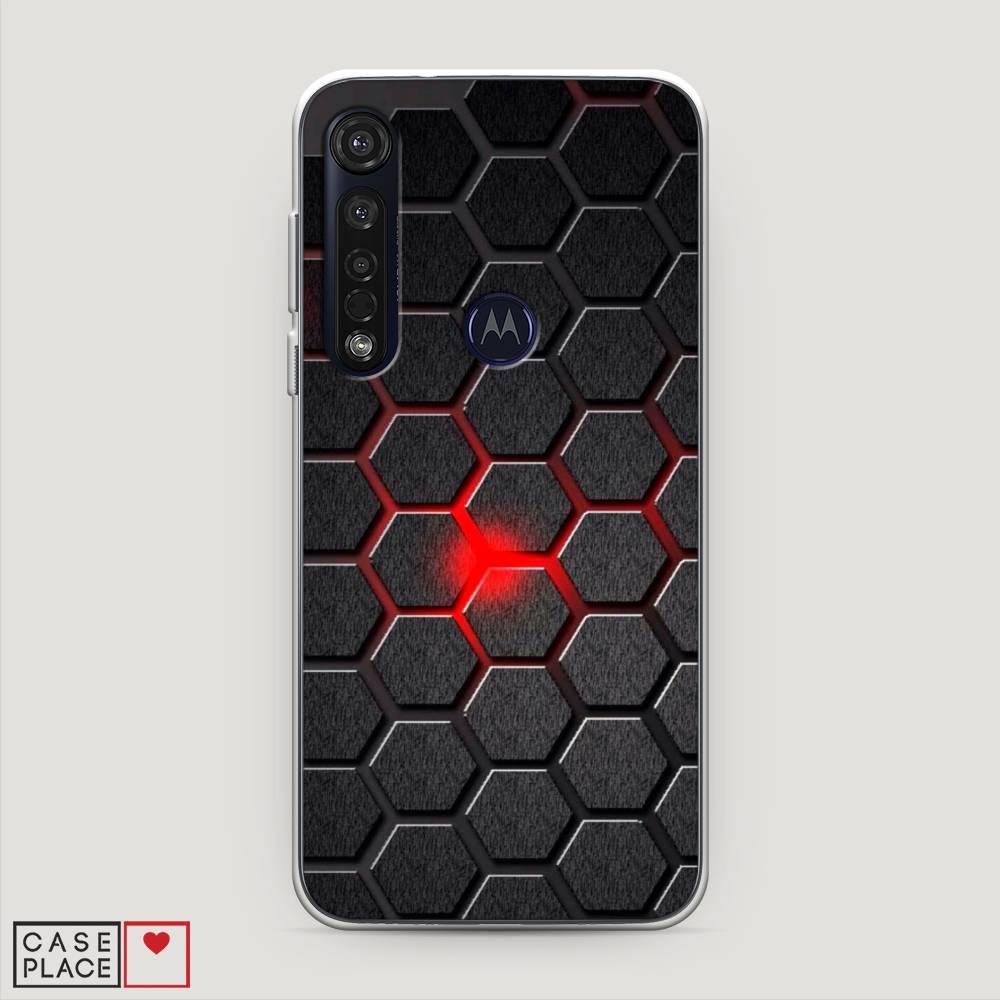 

Чехол на Motorola Moto G8 Plus "Соты красные", Красный;черный;серый, 241450-3