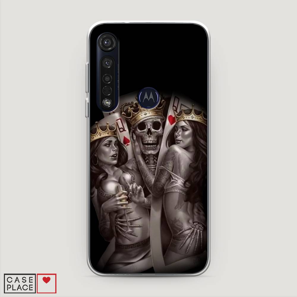 

Чехол на Motorola Moto G8 Plus "Карты король и королевы", Серый;желтый, 241450-6