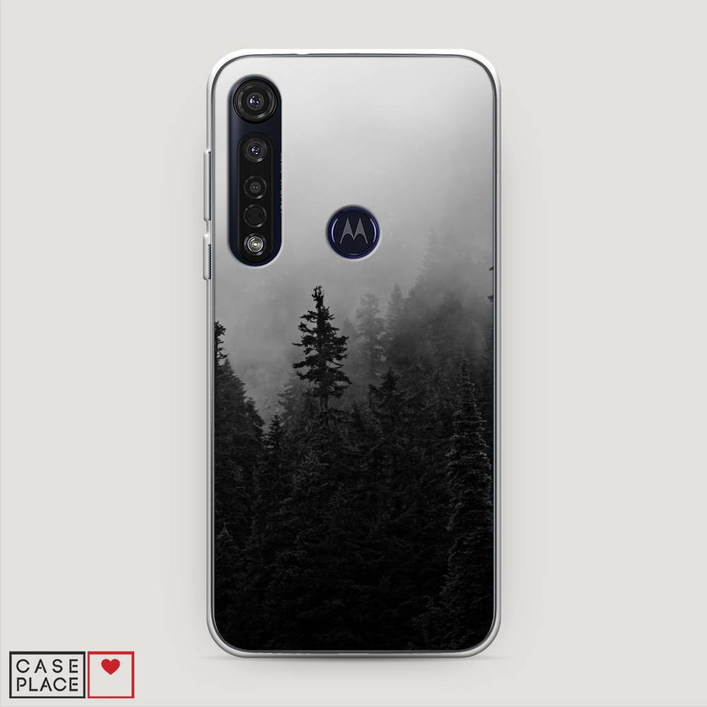 

Чехол на Motorola Moto G8 Plus "Туманный лес", Серый;черный, 241450-2