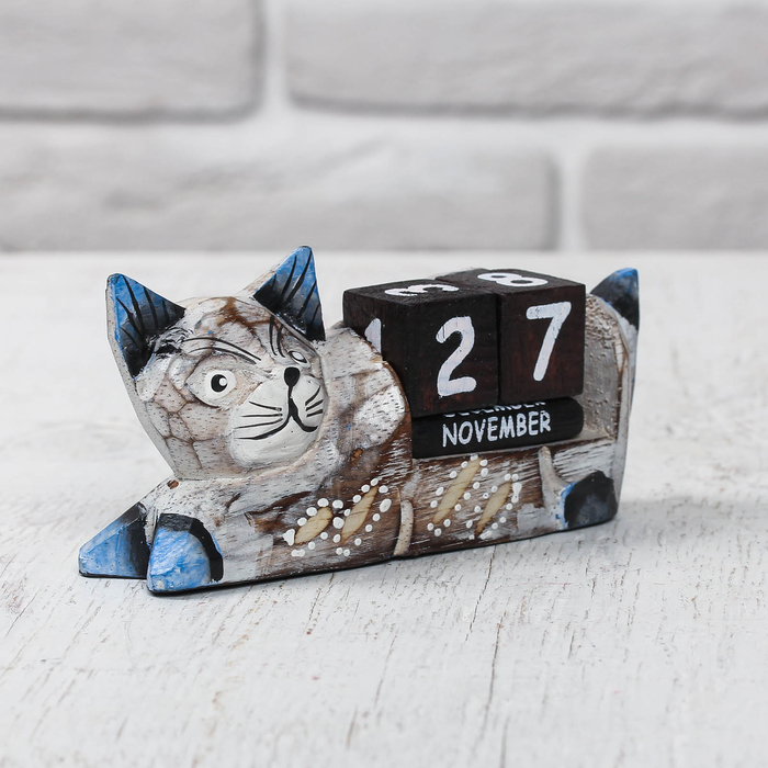 

Деревянный календарь Кошка 13х4х6,5 см