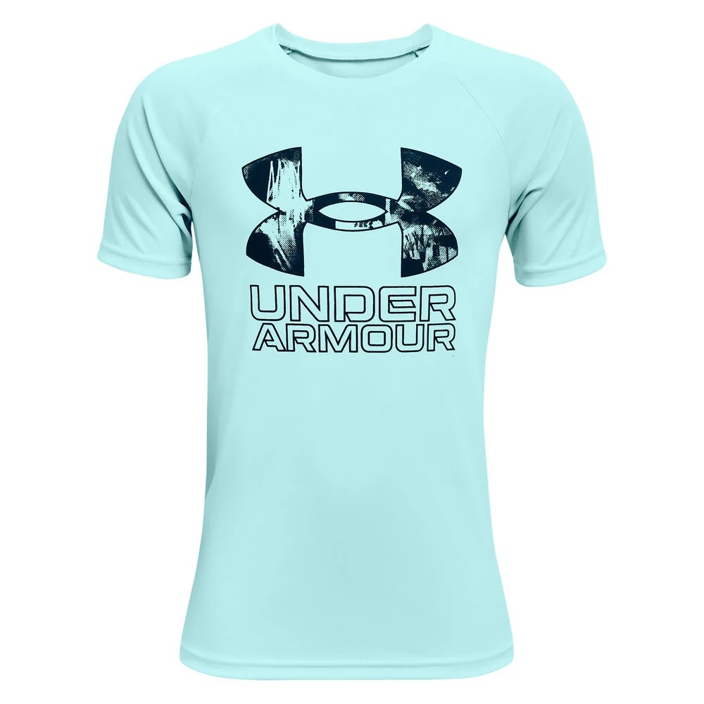 фото Футболка under armour tech hybrid prt fill ss tee 1363281-441 голубой р.158