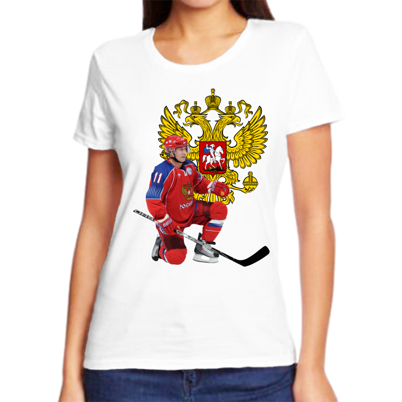 

Футболка женская белая 54 р-р с Путиным хоккеистом 2, Белый, fzh_putin_hokkeist_2_