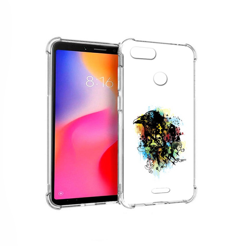 

Чехол MyPads Tocco для Xiaomi Redmi 6 ворон и черепа (PT113762.304.273), Прозрачный, Tocco