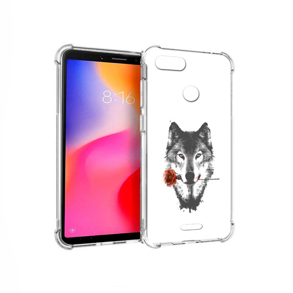 

Чехол MyPads Tocco для Xiaomi Redmi 6 волк с розой (PT113762.304.270), Прозрачный, Tocco