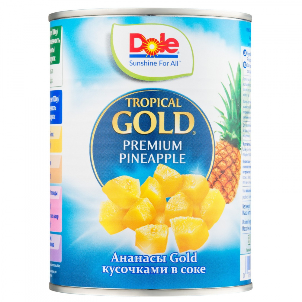 фото Ананасы dole "tropical gold | кусочки в соке", 567 г