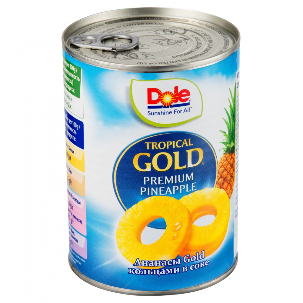 

Ананасы Dole "Tropical Gold | Кольца в соке", 567 г